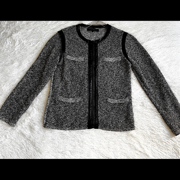 Rag&Bone Zip Sweater with leather trim- Size:Small - Picture 1 of 4